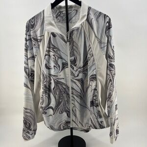 Athleta Run With It Full Zip Jacket Women's L Swirl Print Lightweight Activewear